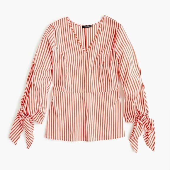 Universal Standard For J.Crew | Poplin Tie Sleeve Top - Picture 4 of 13